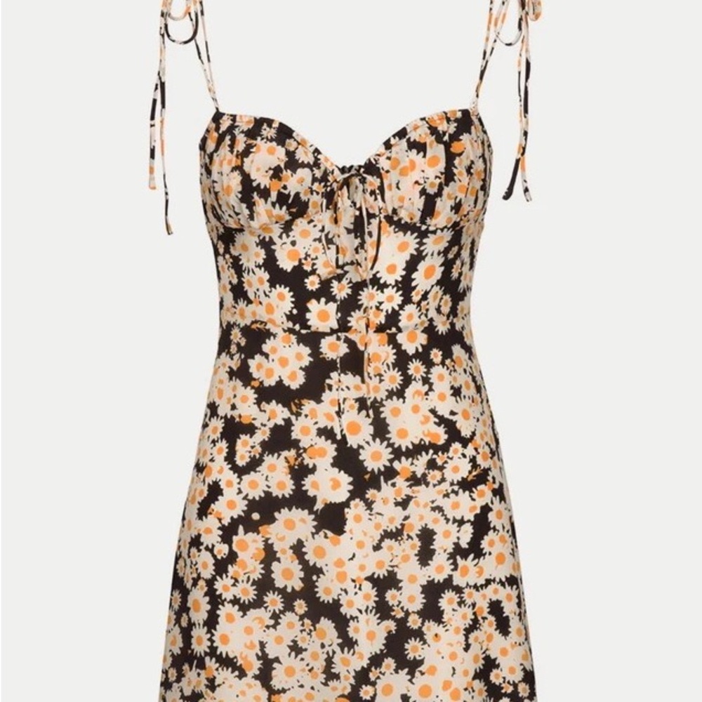 Floral Print Chemise - Black and Orange